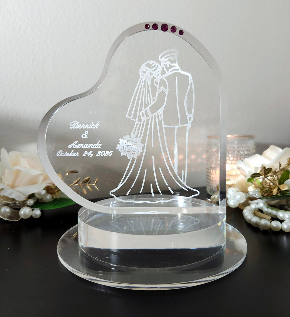 Personalized Army Wedding Cake Topper – Romantic Back View