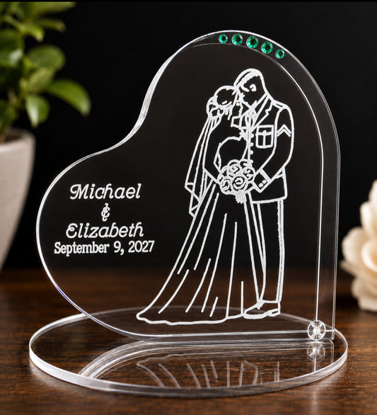 Personalized Army Wedding Cake Topper – Classic Portrait Design
