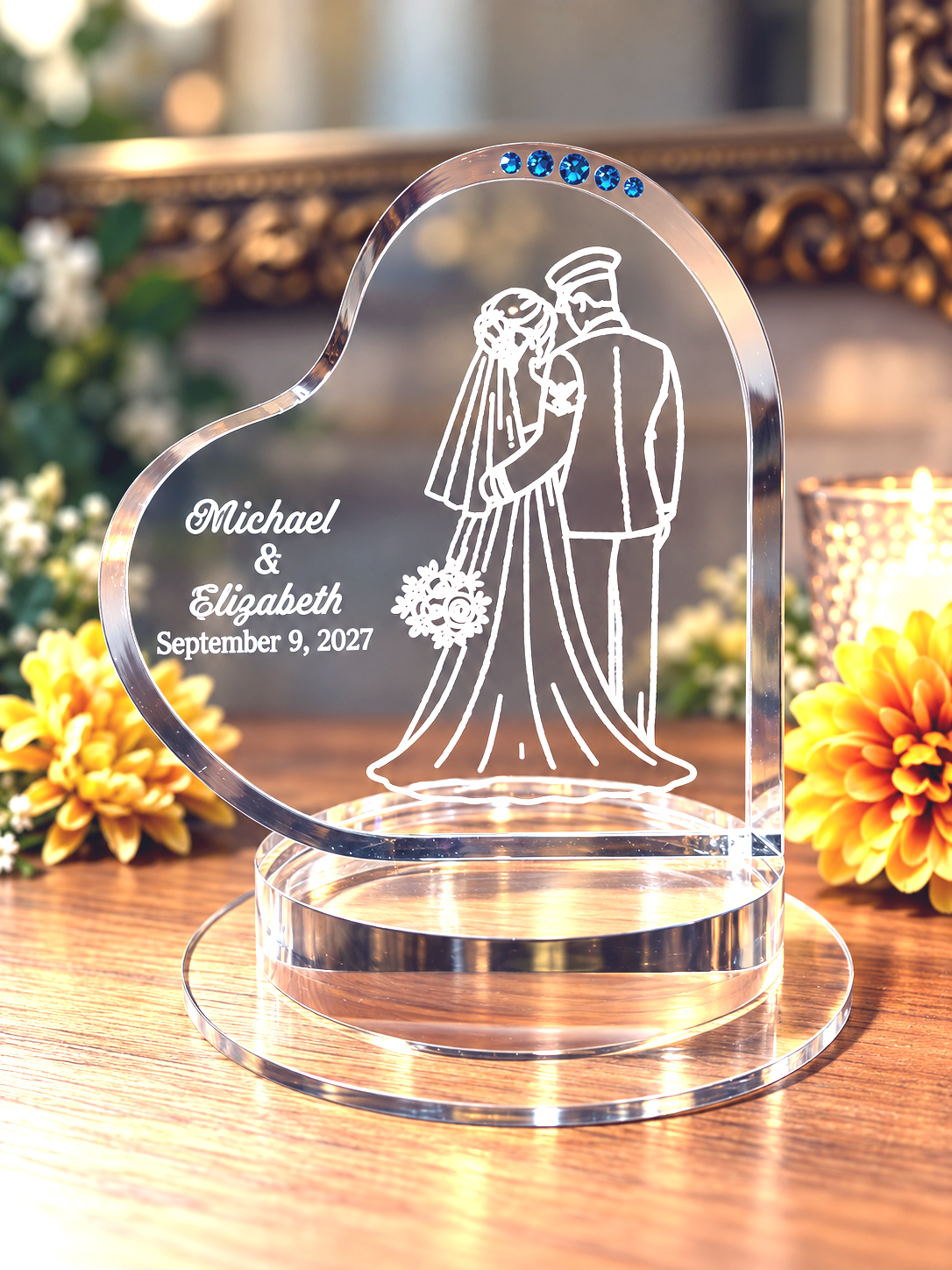 Personalized Coast Guard Wedding Cake Topper – Romantic Back View