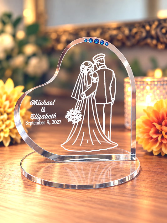 Personalized Coast Guard Wedding Cake Topper – Romantic Back View