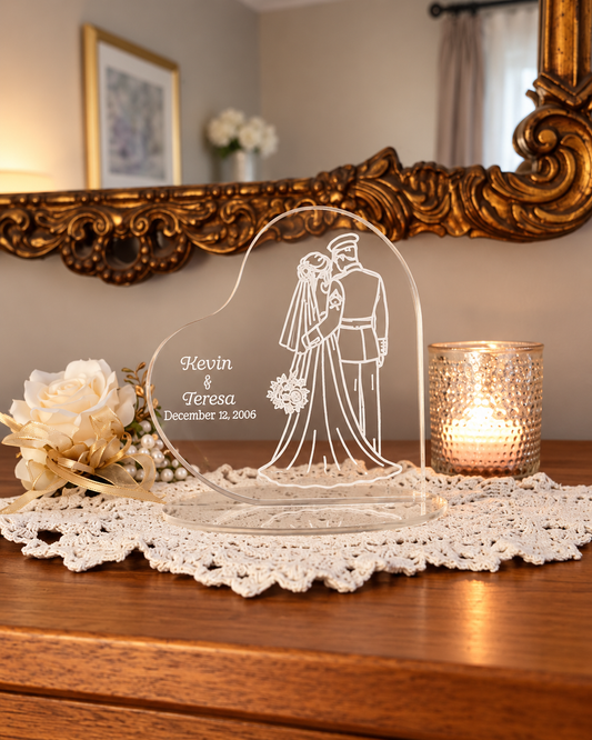 Personalized Marine Wedding Cake Topper – Romantic Back View