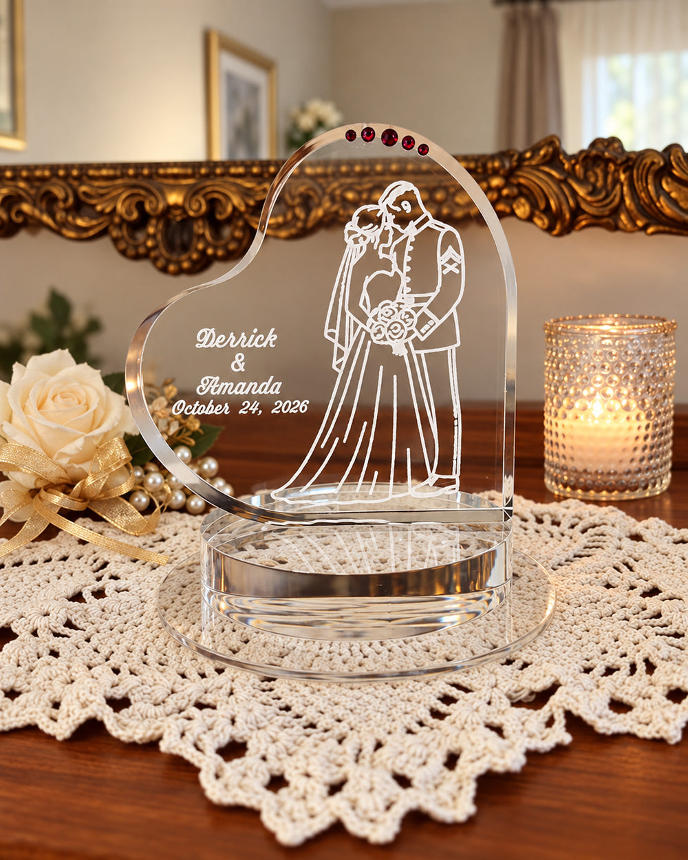 Personalized Marine Wedding Cake Topper – Classic Portrait Design