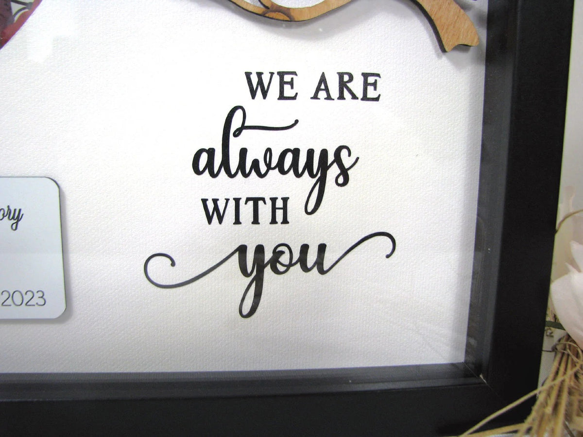 Personalized Cardinal Memorial Shadow Box – Square Photo Window, Natural Branch
