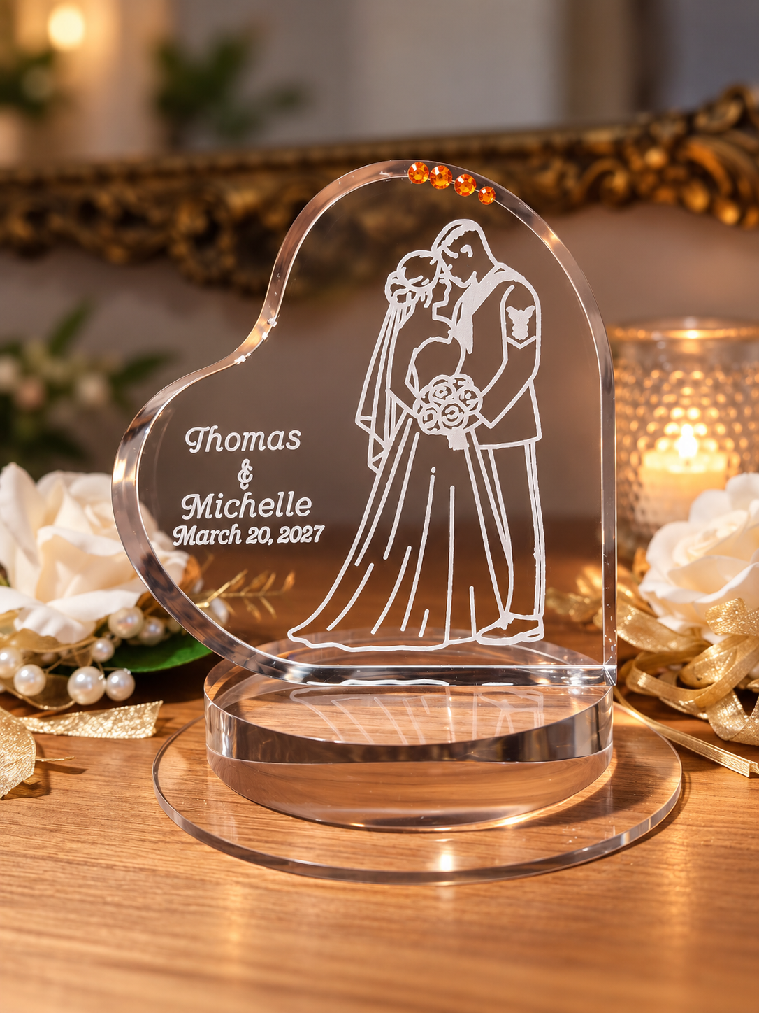 Personalized Navy Wedding Cake Topper – Classic Portrait Design
