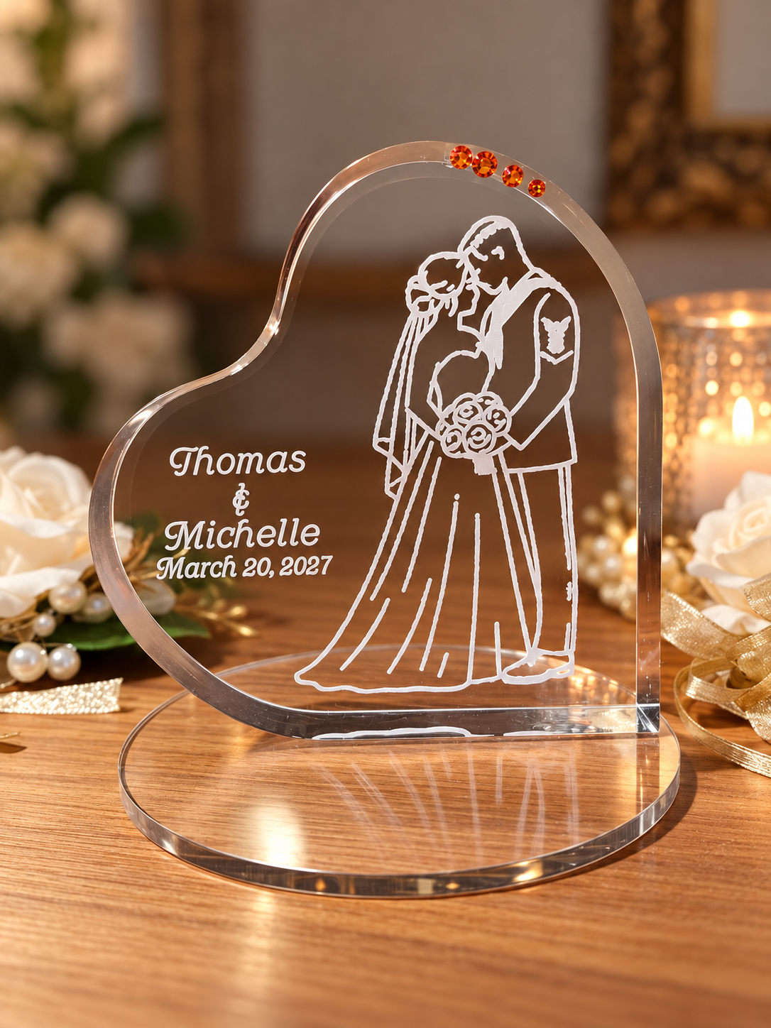 Personalized Navy Wedding Cake Topper – Classic Portrait Design