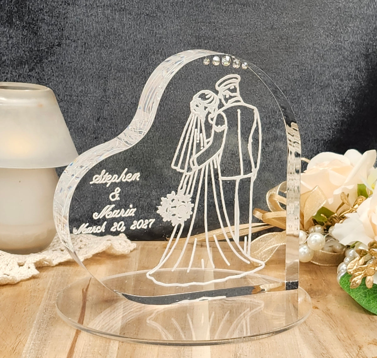 Personalized Air Force Wedding Cake Topper – Romantic Back View