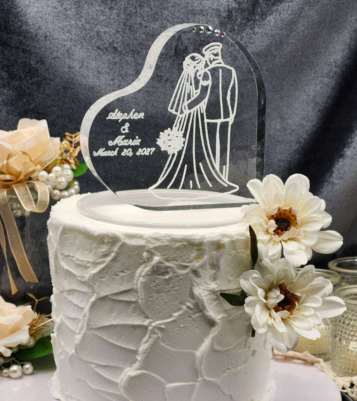 Personalized Air Force Wedding Cake Topper – Romantic Back View