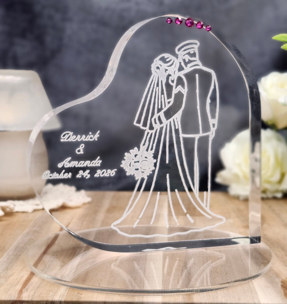 Personalized Army Wedding Cake Topper – Romantic Back View