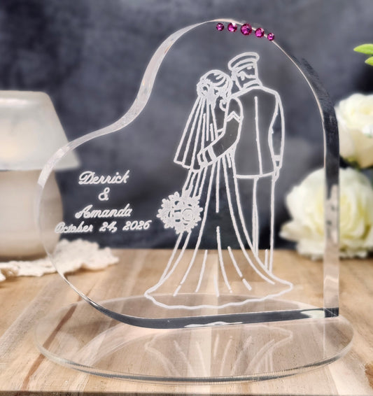 Personalized Army Wedding Cake Topper – Romantic Back View