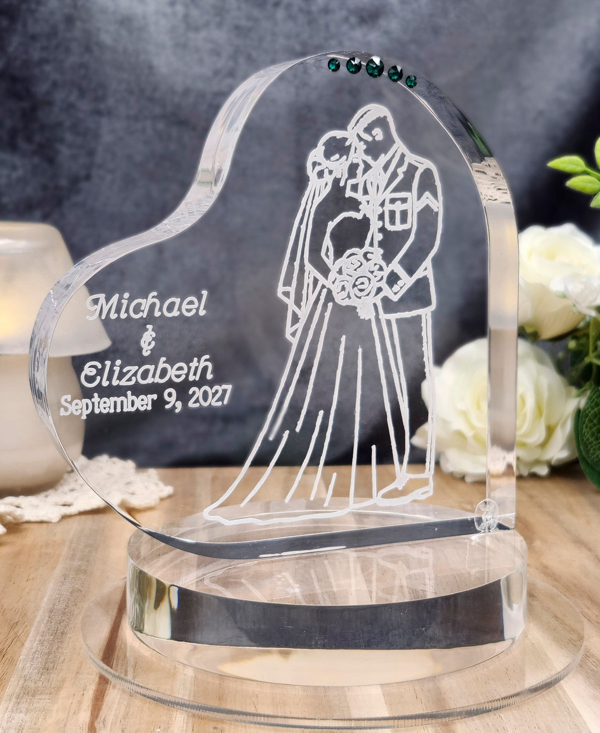 Personalized Army Wedding Cake Topper – Classic Portrait Design
