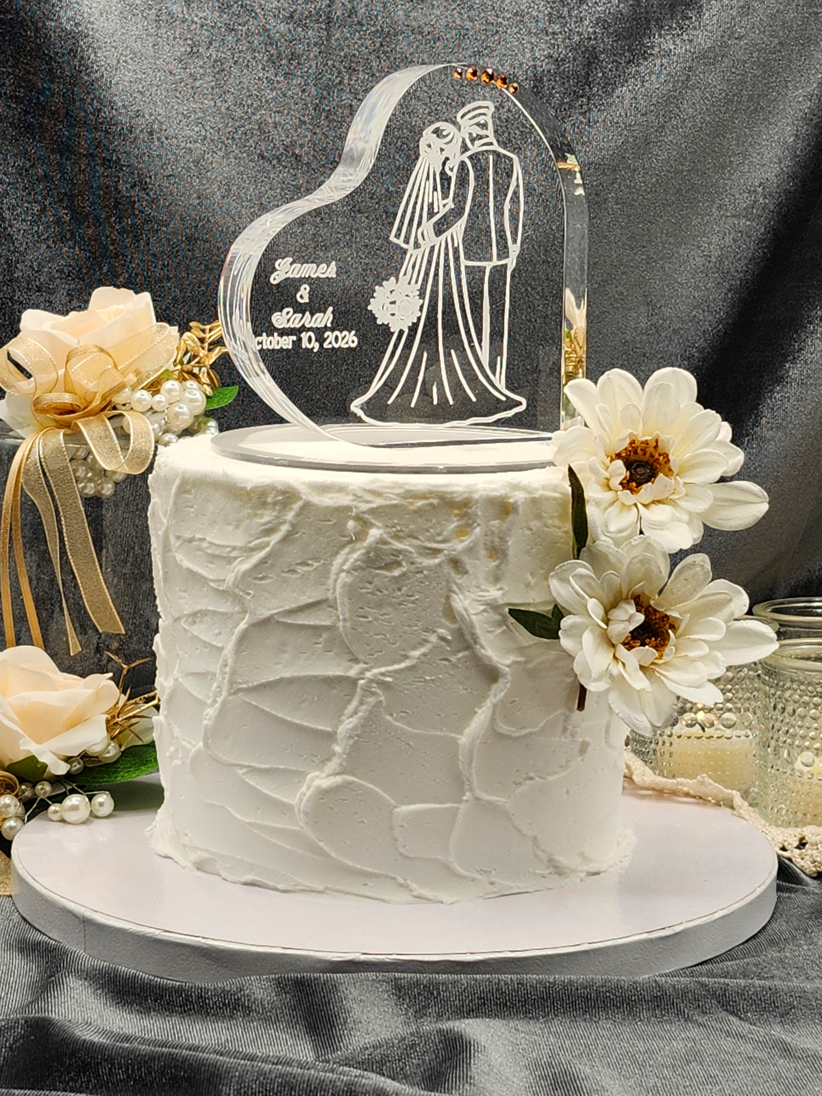 Personalized Army Wedding Cake Topper – Romantic Back View