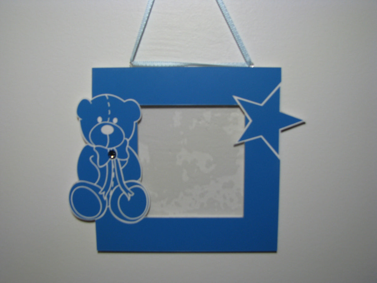 Personalized Baby Boy First Christmas Photo Ornament – Teddy Bear Keepsake