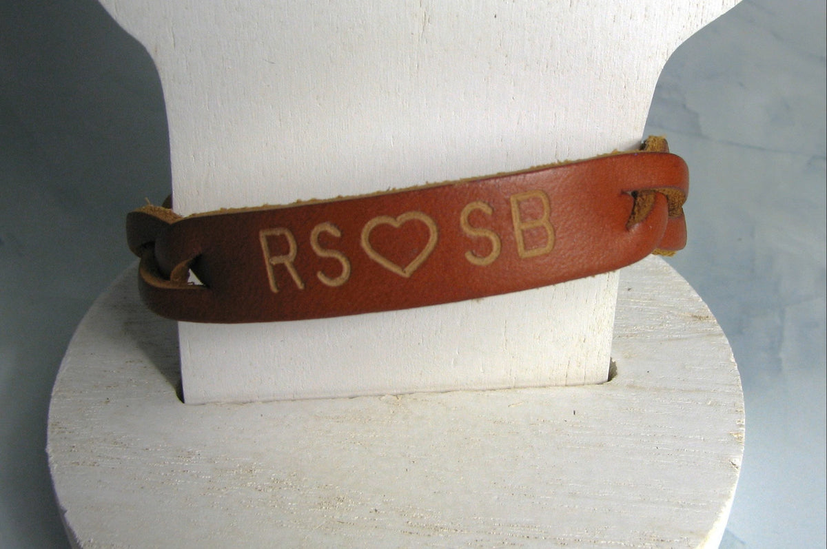 Personalized Braided Leather Bracelet – Extra Large
