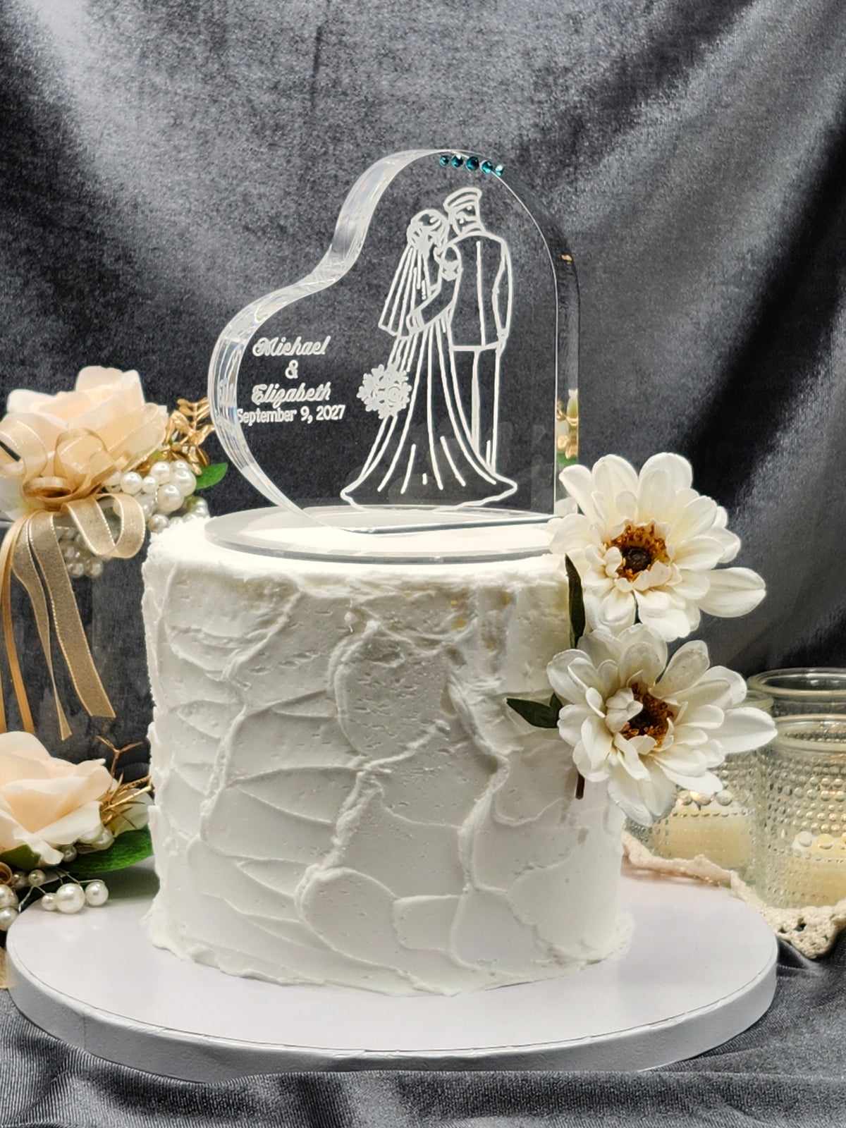 Personalized Coast Guard Wedding Cake Topper – Romantic Back View