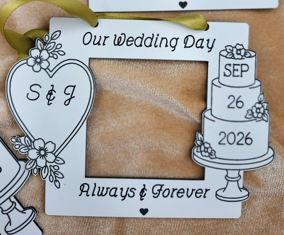 Personalized Wedding Photo Ornament – Engraved Heart Keepsake for Parents & Grandparents