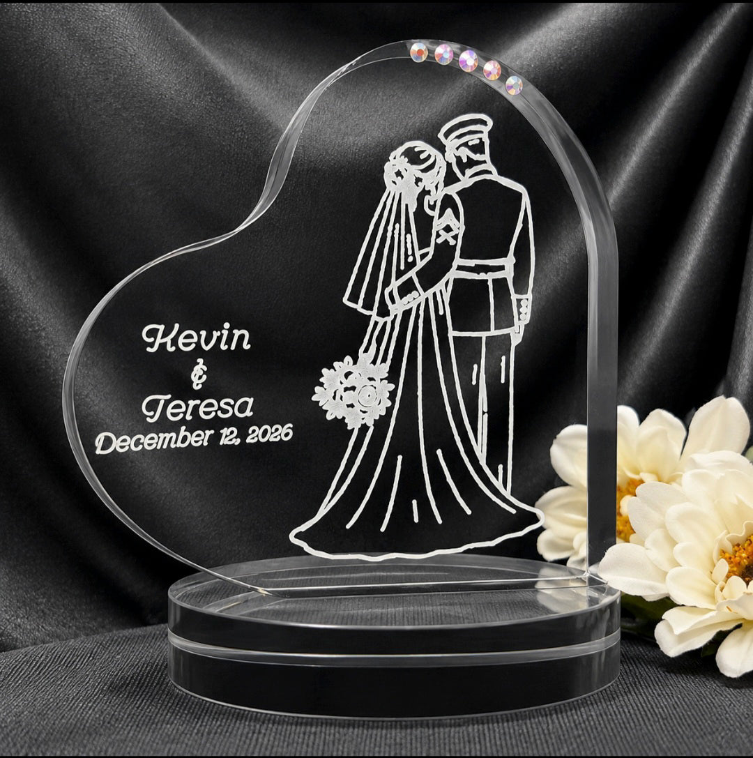 Personalized Marine Wedding Cake Topper – Romantic Back View