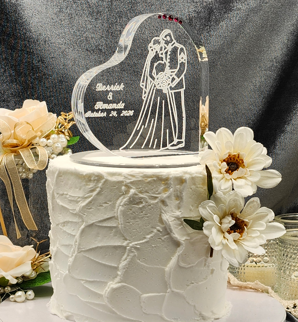 Personalized Marine Wedding Cake Topper – Classic Portrait Design