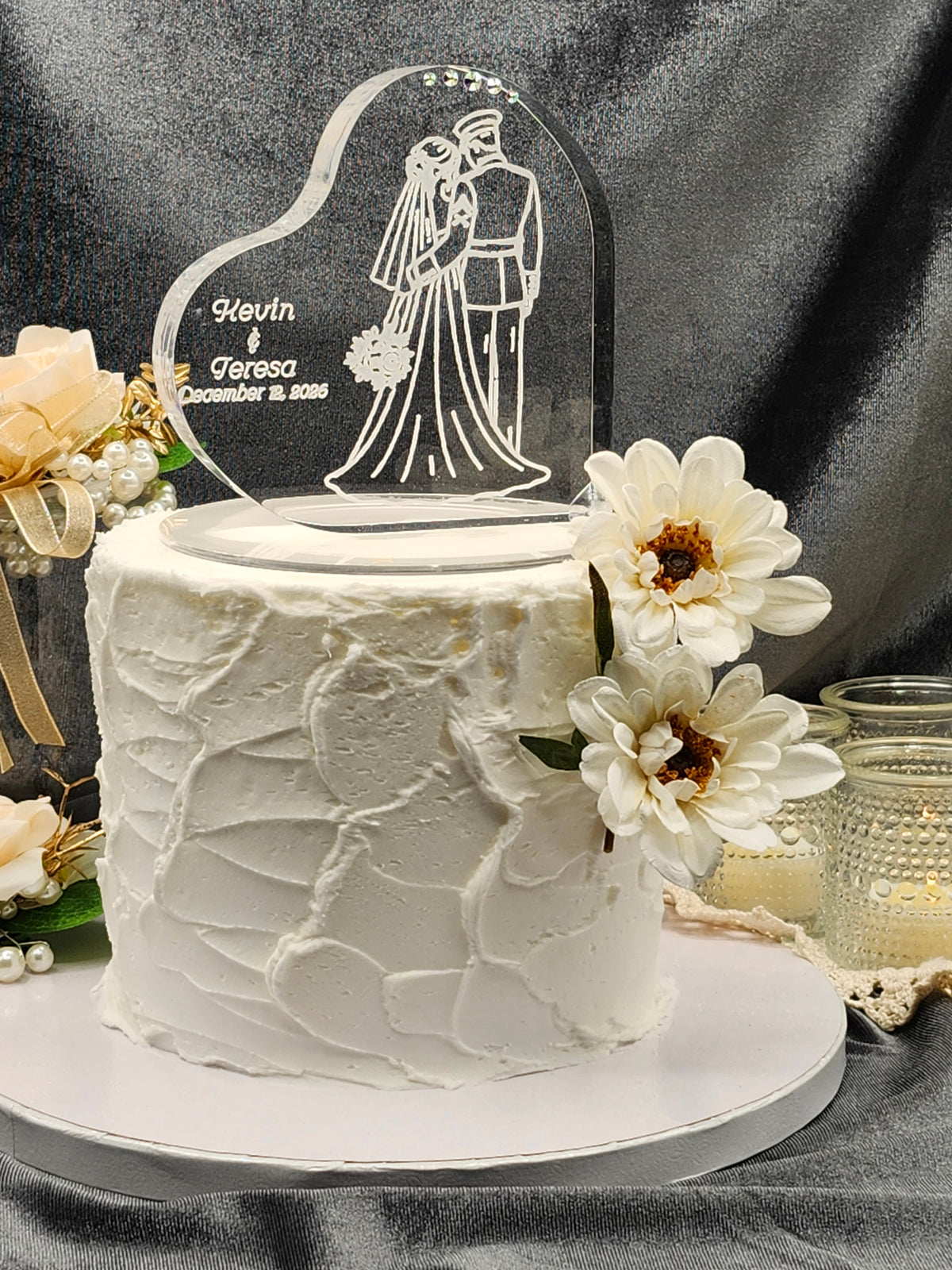 Personalized Marine Wedding Cake Topper – Romantic Back View