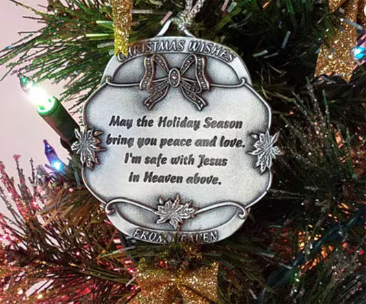 Personalized Pewter Memorial Ornament – Christmas Wishes from Heaven Keepsake