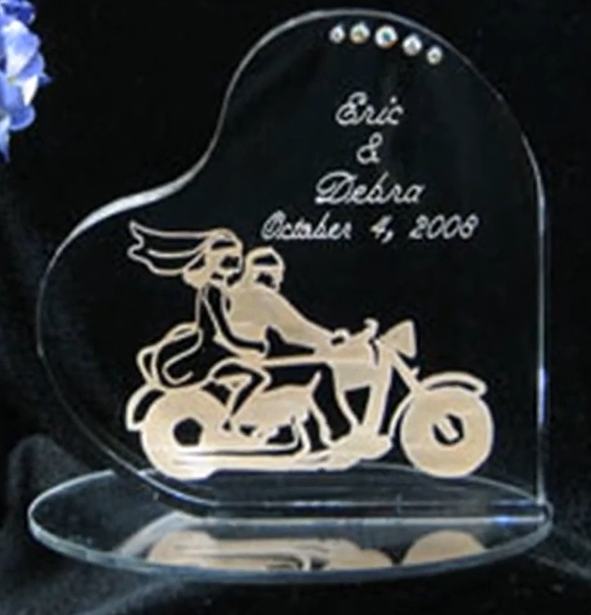 Personalized Leaning Heart Wedding Cake Topper
