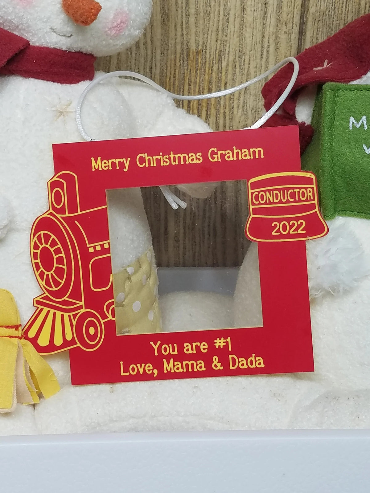 Personalized Train Photo Ornament – Little Conductor Keepsake